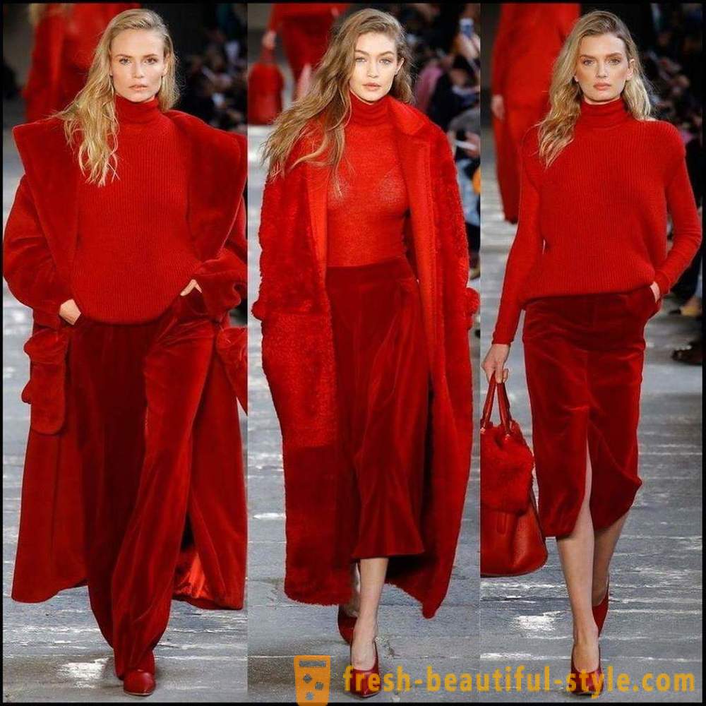 Warna merah di pakaian: apa yang berlaku, idea merangka set