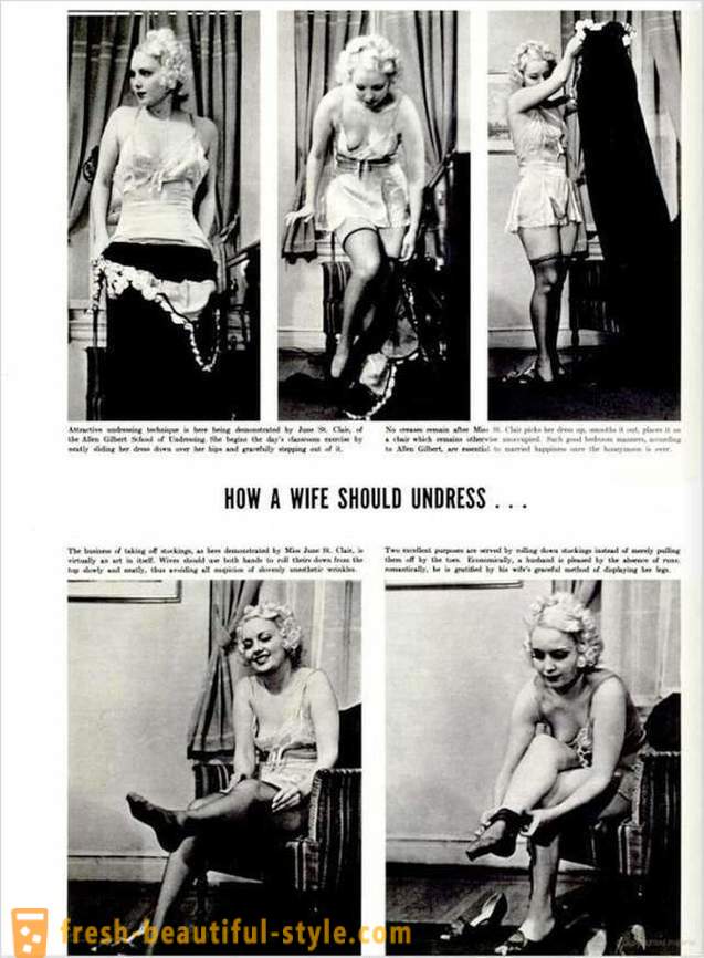 Bagaimana untuk menanggalkan baju di dalam bilik tidur: Arahan pada tahun 1937 untuk wanita