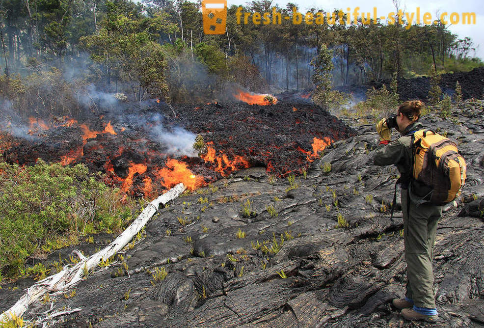 Aliran lava gunung berapi dari Kilauea Hawaii